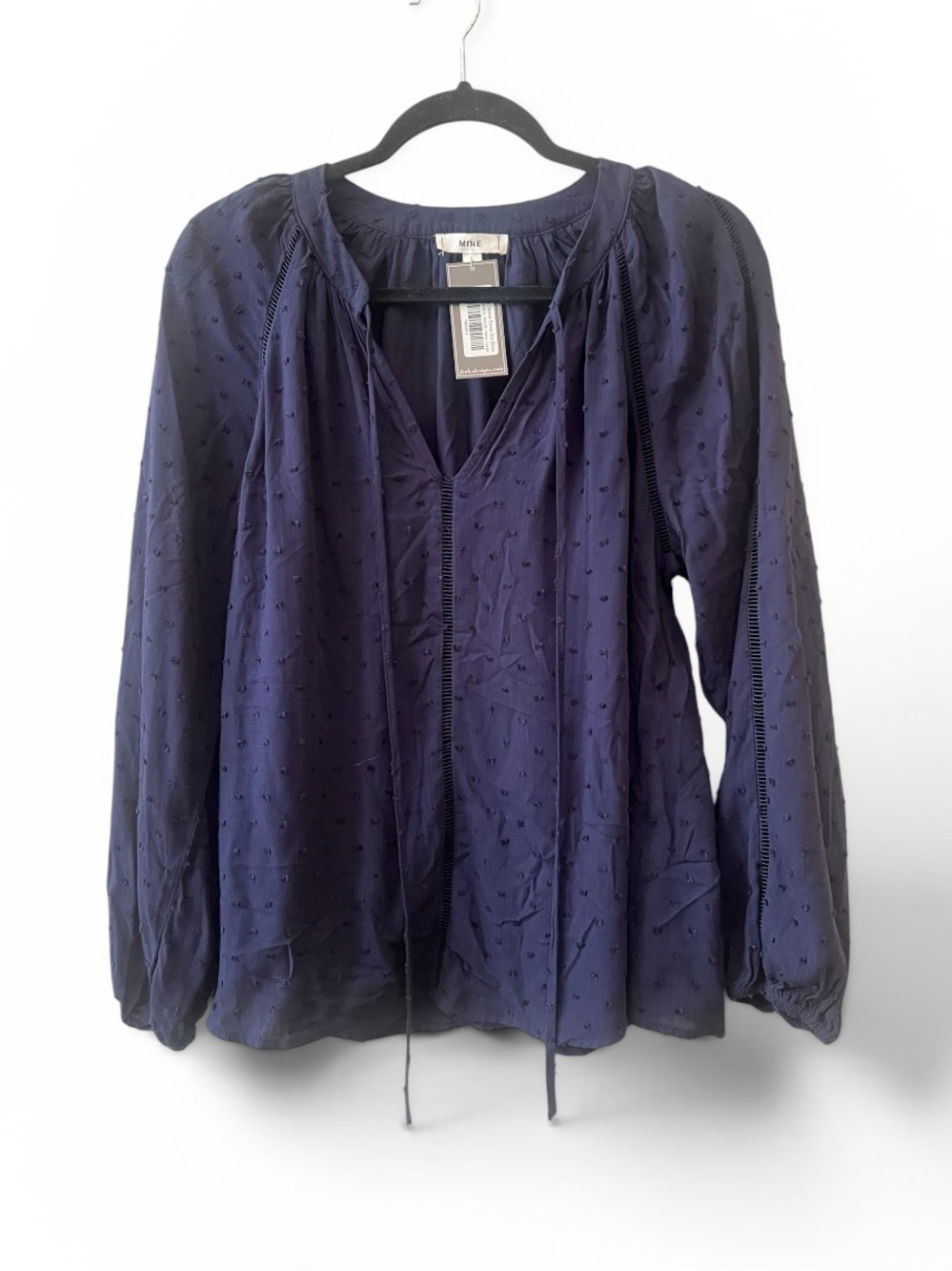 Mine‎ Blouse Women Large Navy Blue Long Sleeve Tie Top
Cottage Peasant NWT